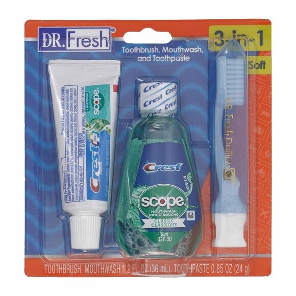 NEW Travel size toothpaste, mouthwash, and toothbrush. - Picture 1 of 2